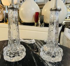  Orrefors Pair of 1950s Swedish Crystal Orrefors Carl Fagerlund Clear Table Lamps - 3714738