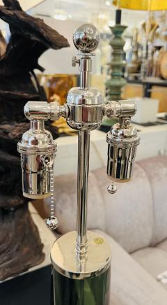 Orrefors Pair of Large Green Swedish Orrefors Crystal 1950s Table Lamps - 3330196