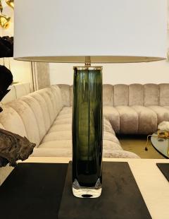  Orrefors Pair of Large Green Swedish Orrefors Crystal 1950s Table Lamps - 3330198
