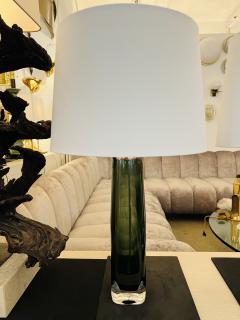  Orrefors Pair of Large Green Swedish Orrefors Crystal 1950s Table Lamps - 3330203