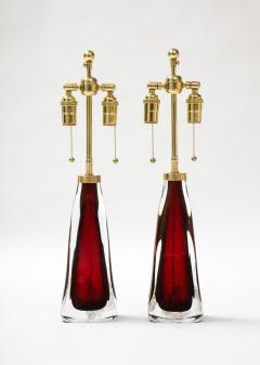  Orrefors Pair of Large Ruby Red Orrefors Lamps  - 2045318