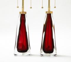  Orrefors Pair of Large Ruby Red Orrefors Lamps  - 2045321