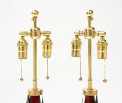  Orrefors Pair of Large Ruby Red Orrefors Lamps  - 2045326
