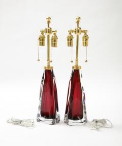  Orrefors Pair of Large Ruby Red Orrefors Lamps  - 2045330