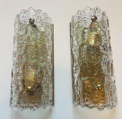  Orrefors Pair of Orrefors Carl Fagerlund Swedish Crystal 1950s Wall Lamps - 3326143