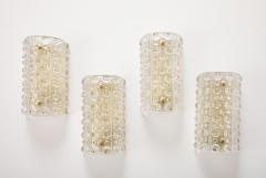  Orrefors Set of 4 Crystal and Brass Sconces Designed by Carl Fagerlund for Orrefors - 3756003