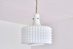  Orrefors Swedish Modernist Studded Pendant Lamp in Opaline Glass Orrefors 1950s - 2198768