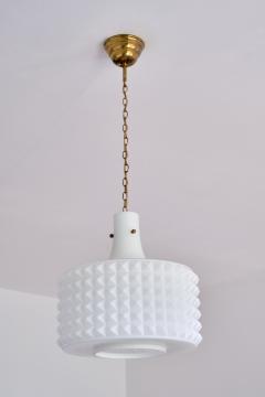  Orrefors Swedish Modernist Studded Pendant Lamp in Opaline Glass Orrefors 1950s - 2198770