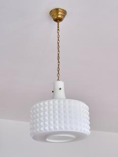  Orrefors Swedish Modernist Studded Pendant Lamp in Opaline Glass Orrefors 1950s - 2198772