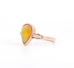  Oscar Friedman Oscar Friedman Signed 1 50 Carat Pear Shaped Opal and Diamond 14K Rose Gold Ring - 3512757