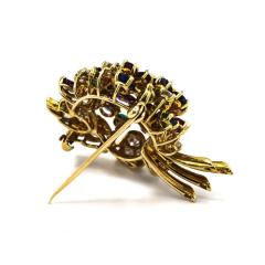  Oscar Heyman Brothers OSCAR HEYMAN PLATINUM 18K YELLOW GOLD MULTICOLOR GEM BOUQUET BROOCH - 1735272