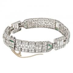  Oscar Heyman Brothers OSCAR HEYMAN PLATINUM CIRCA 1925 DIAMOND AND CALIBRE CUT GREEN EMERALD BRACELET - 2926314