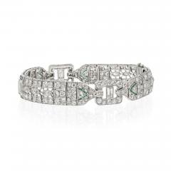  Oscar Heyman Brothers OSCAR HEYMAN PLATINUM CIRCA 1925 DIAMOND AND CALIBRE CUT GREEN EMERALD BRACELET - 2927624