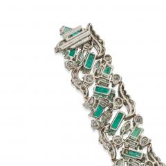  Oscar Heyman Brothers Oscar Heyman Emerald and Diamond Bracelet - 3902359