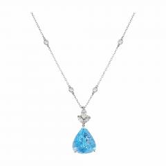  Oscar Heyman Brothers Oscar Heyman Santa Maria Aquamarine and Diamond Pendant Necklace - 3800728