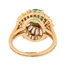  Oscar Heyman Brothers PLATINUM 18K YELLOW GOLD 1 25CT ROUND GREEN EMERALD BALLERINA RING - 3442168