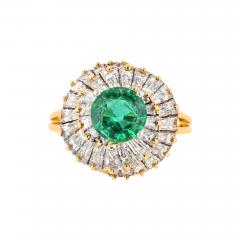  Oscar Heyman Brothers PLATINUM 18K YELLOW GOLD 1 25CT ROUND GREEN EMERALD BALLERINA RING - 3444316