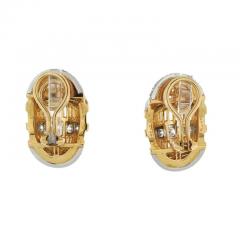  Oscar Heyman Brothers PLATINUM 18K YELLOW GOLD DOME SHRIMP BAGUETTE AND ROUND CUT 7 00CTTW EARRINGS - 3253309