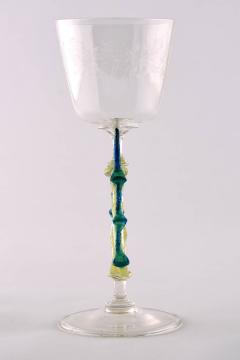  Oskar Rauter A Rare Ehrenfeld Acid Etched Floral Garland Wine Glass by Oskar Rauter  - 3299460