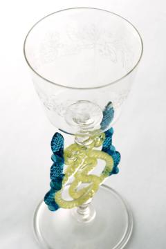  Oskar Rauter A Rare Ehrenfeld Acid Etched Floral Garland Wine Glass by Oskar Rauter  - 3299501