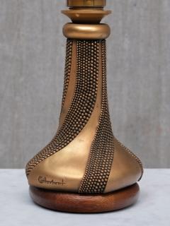  Ottaviani Giovanni Ottaviani Bronze Table Lamp with Beaded Texture Italy 1960s - 4587546