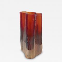  Outcaststudios Solarized Cleaving Ruby Red Ghost Vase - 4269451