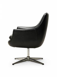  Overman Overman Swedish Mid Century Black Leather And Chrome Swivel Armchair - 3169808