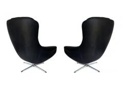  Overman Pair of Mid Century Modern Black Swivel Lounge Chairs by Overman Sweden - 3433238