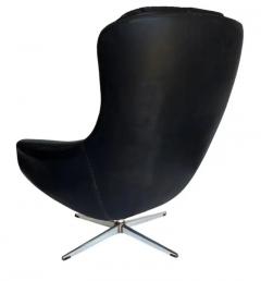  Overman Pair of Mid Century Modern Black Swivel Lounge Chairs by Overman Sweden - 3433389