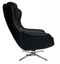  Overman Pair of Mid Century Modern Black Swivel Lounge Chairs by Overman Sweden - 3433394