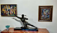 P Hugonnet Art Deco Bronze Warrior Javelin Thrower by P Hugonnet French 1930s - 3827621