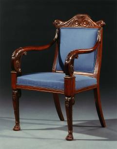  PETERS MAKER GENOA 9022 A FINE PAIR OF CARVED MAHOGANY ARMCHAIRS SIGNED PETERS MAKER GENOA  - 3569565