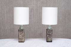  PM Keramik Pair of PM Keramik Table Lamps with Dotted Relief Structure Denmark 1960s - 4370520
