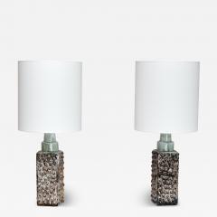  PM Keramik Pair of PM Keramik Table Lamps with Dotted Relief Structure Denmark 1960s - 4370574