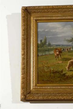  Pablo Martinez del Rio French Barbizon Oil Painting of Cattle Herd by Pablo Martinez del Rio 1870s - 3415362