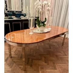  Pace Collection 1979 s Pace Collection Burl Wood Chrome Dining Table - 2777458