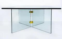  Pace Collection Glass and Brass Mid century Coffee Cocktail Table Pace Attributed - 4125702