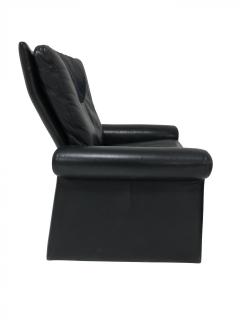  Pace Collection Guido Faleschini Black Leather a Lounge Chair and Ottoman Italy 1970 PACE - 1661563