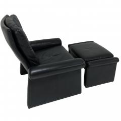  Pace Collection Guido Faleschini Black Leather a Lounge Chair and Ottoman Italy 1970 PACE - 1661565