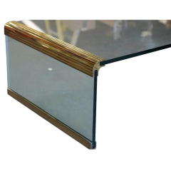  Pace Collection Leon Rosen for Pace Collection Brass and Glass Waterfall Coffee Cocktail Table - 4126187