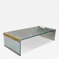  Pace Collection Leon Rosen for Pace Collection Brass and Glass Waterfall Coffee Cocktail Table - 4127755