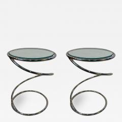  Pace Collection MODERNIST PAIR OF CHROME SPIRAL TABLES BY PACE - 1806933