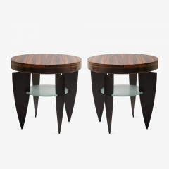  Pace Collection Memphis Style Zebrawood Glass and Steel Side Tables by Pace A Pair - 443751