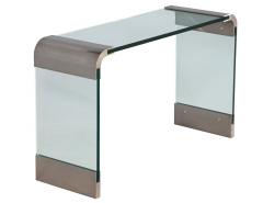  Pace Collection Mid Century Modern Curved Glass and Stainless Steel Console Table by PACE - 2680994