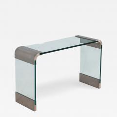  Pace Collection Mid Century Modern Curved Glass and Stainless Steel Console Table by PACE - 2682166