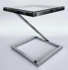  Pace Collection Mid century Pace Collection Z Chrome Glass Side Table - 4375468