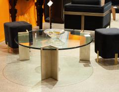  Pace Collection Modern Round Metal and Glass Coffee Table by PACE Collection - 3020119