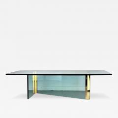  Pace Collection Pace Brass and Glass Coffee Rectangular Table with Unusual Z Formation - 3401848