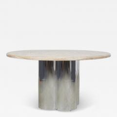  Pace Collection Pace Collection MCM Pickled Oak Chrome Quatrefoil Dining Table - 4344776