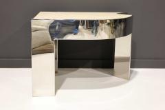  Pace Collection Pace Collection Polished Steel and Travertine Side Table Rare - 2316609